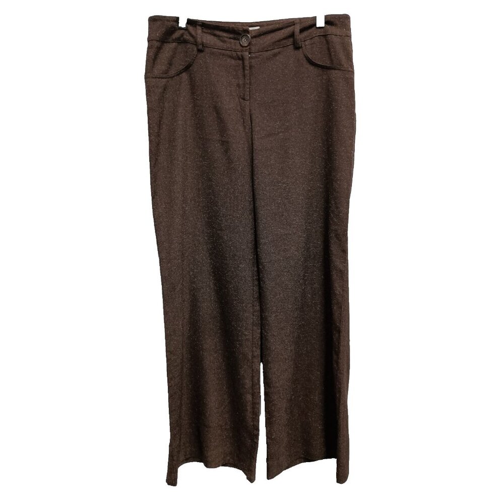 Vintage 90s Cache Womens Dress Pants Sz 8 Brown Tweed Wide Leg Office Carrier‎